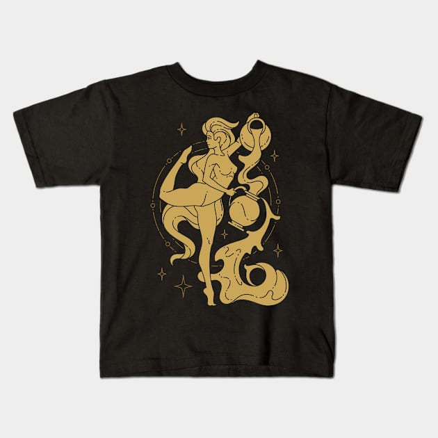 Aquarius Zodiac Sign Kids T-Shirt by Dog & Rooster